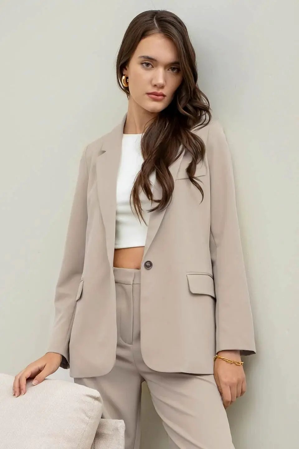 BLAZER MANGA LARGA LISO SACO by Yanet Collection