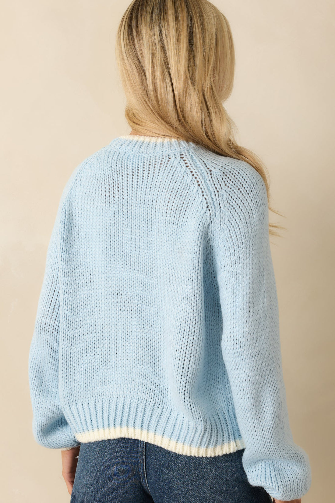 Suéter de Punto Azul Cielo con Detalle 'SNOW'