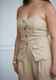 Blusa Top Strapless abotonado khaki