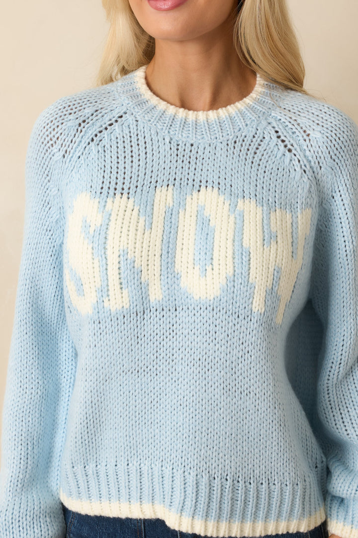 Suéter de Punto Azul Cielo con Detalle 'SNOW'
