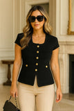 Chaleco Blusa Tejido de Punto para Mujer con Botones Dorados Elegante Casual Oficina