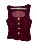 Chaleco Top Rojo Terciopelo Botones Dorados