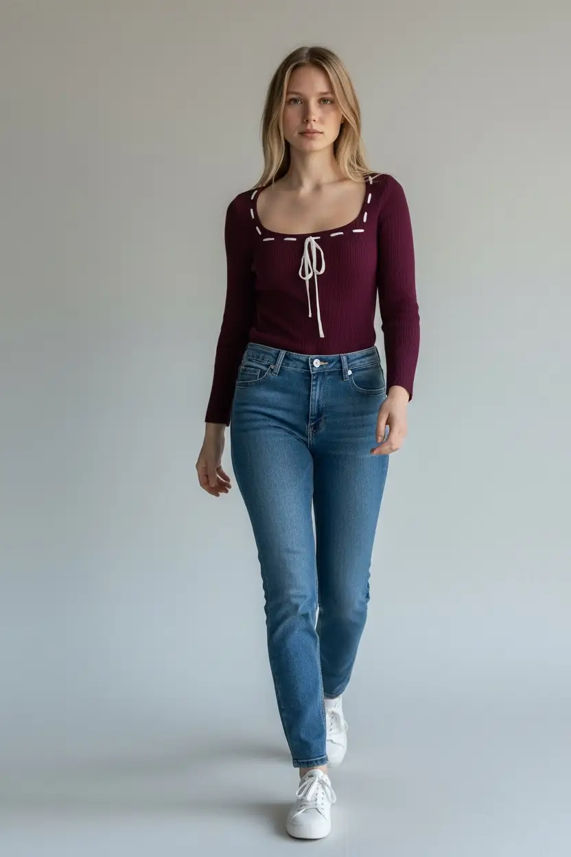 Suéter burgundy body con moño by Yanet Collective