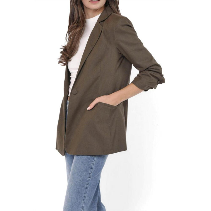 Blazer Sastre Marrón con Mangas Remangadas - Estilo Boutique