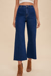 Jeans de Mezclilla Azul Oscuro con Cintura Alta y Pierna Ancha