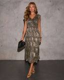 Vestido Midi Dorado Metalico