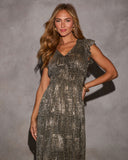 Vestido Midi Dorado Metalico