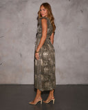 Vestido Midi Dorado Metalico