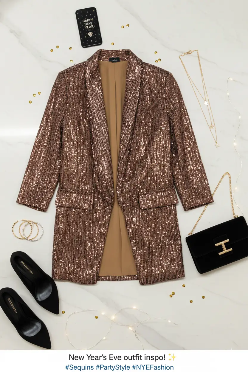 Blazer con Lentejuelas y Mangas 3/4 by Yanet Collection