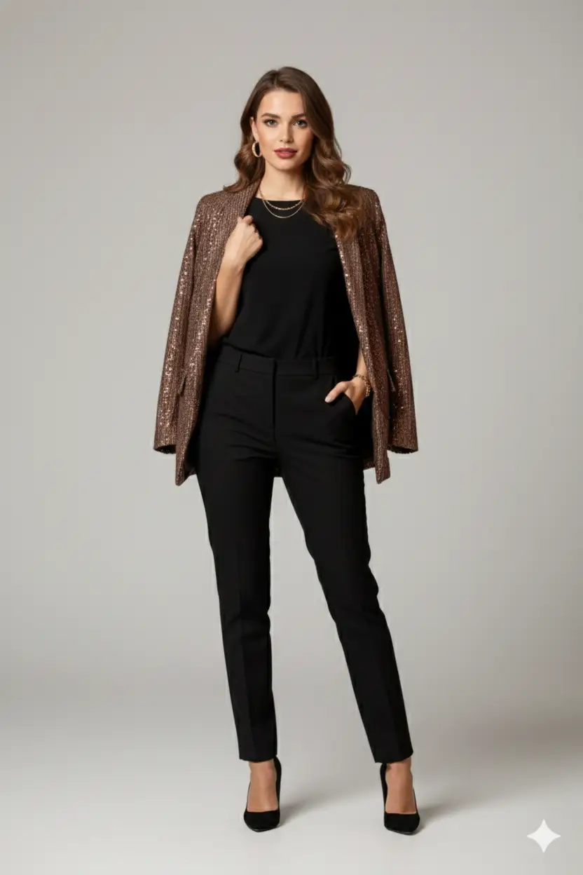 Blazer con Lentejuelas y Mangas 3/4 by Yanet Collection