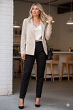 Blazer cruzado con doble botonadura para mujer beige