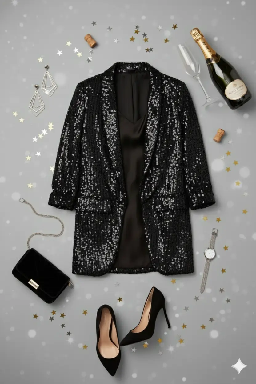 Blazer con Lentejuelas y Mangas 3/4 by Yanet Collection