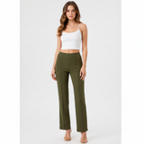 Pantalón Recto Plisado Tela Estilo Yoga – Straight Dress Pants Mujeres