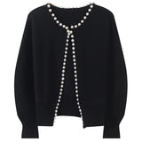 Sueter Cardigan Negro Aperlado