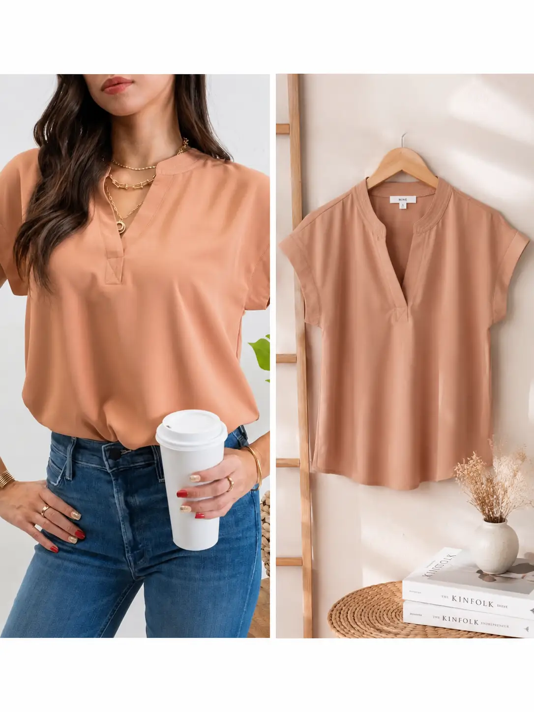 Yanet Collective blusa coral manga corta - Blusas