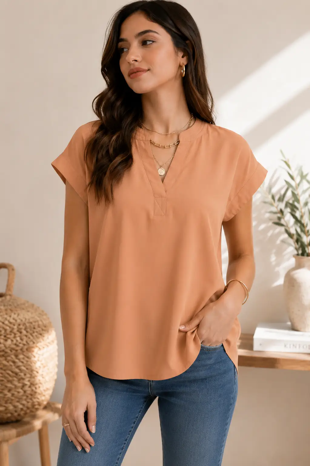 Yanet Collective blusa coral manga corta - Blusas