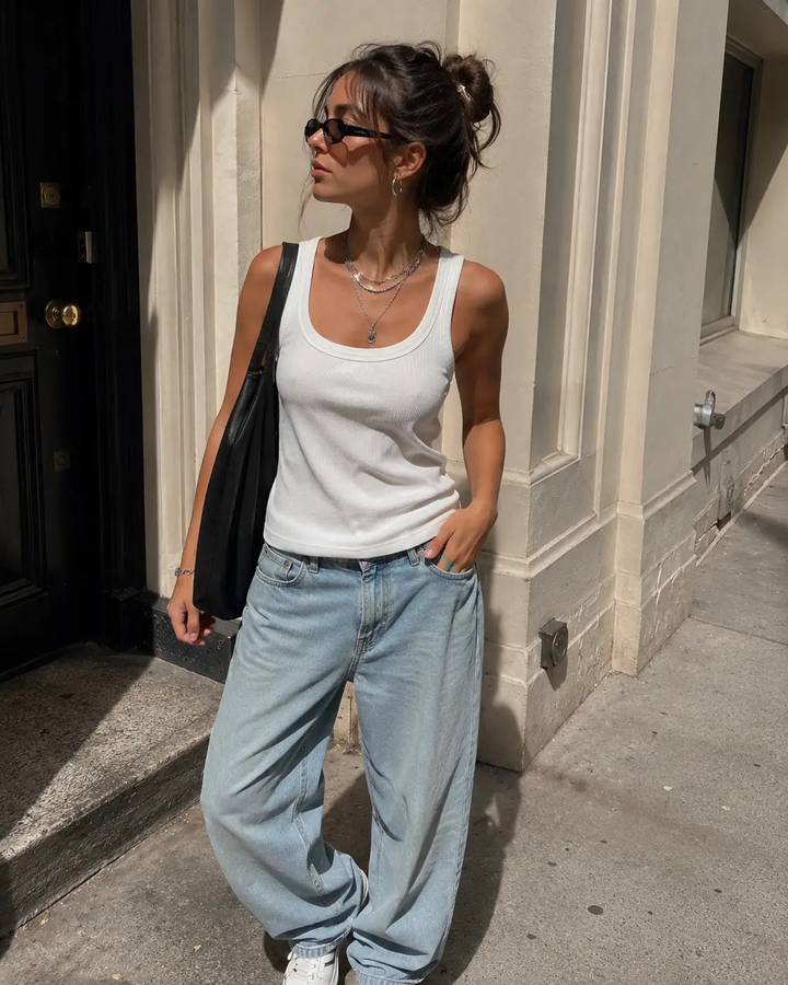 Yanet Collective Blusa Blanca Tank Top - Camisetas sin mangas