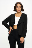 BLAZER NEGRO CçRDIGAN DE TEJIDO LIGERAMENTE DRAPEADO