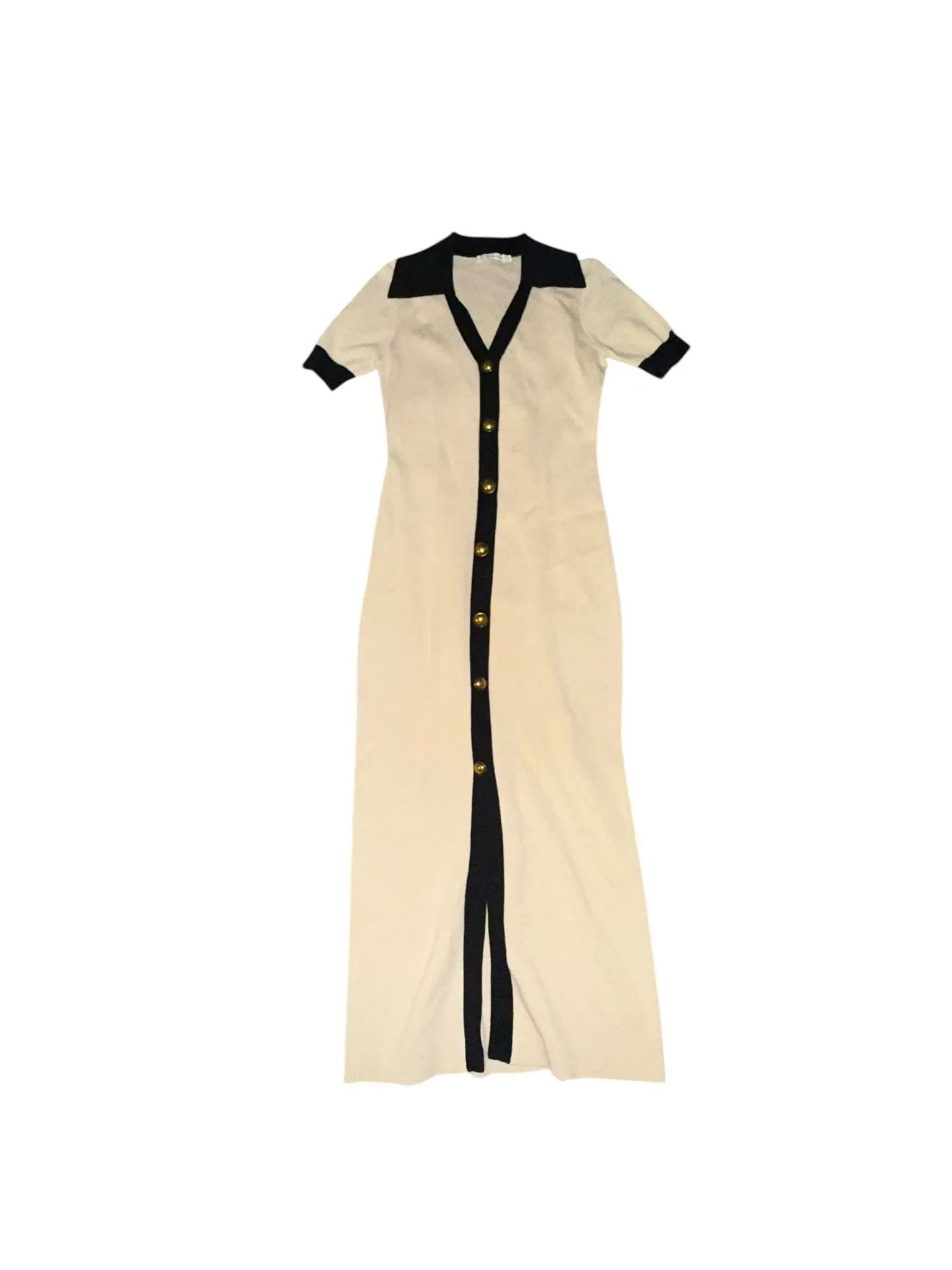 Vestido largo blanco contraste negro by Yanet Collective