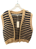 Chaleco Tejido a rayas begro con beige