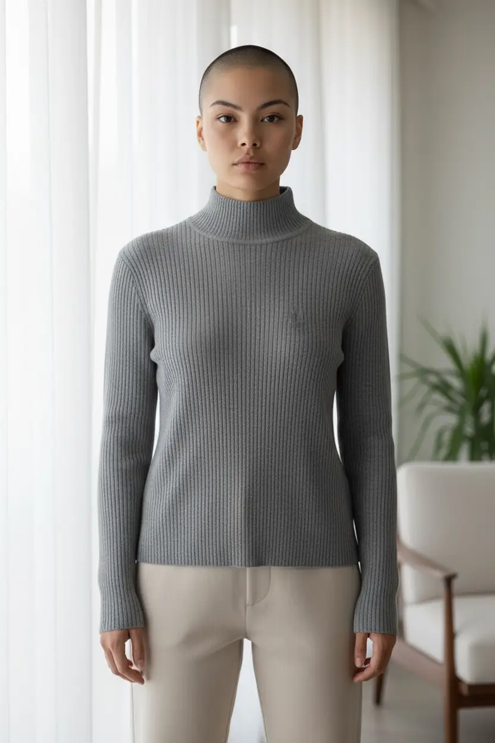 Suéter Cuello Alto Mujer Suéter Básico de Punto Ajustado by Yanet Collective