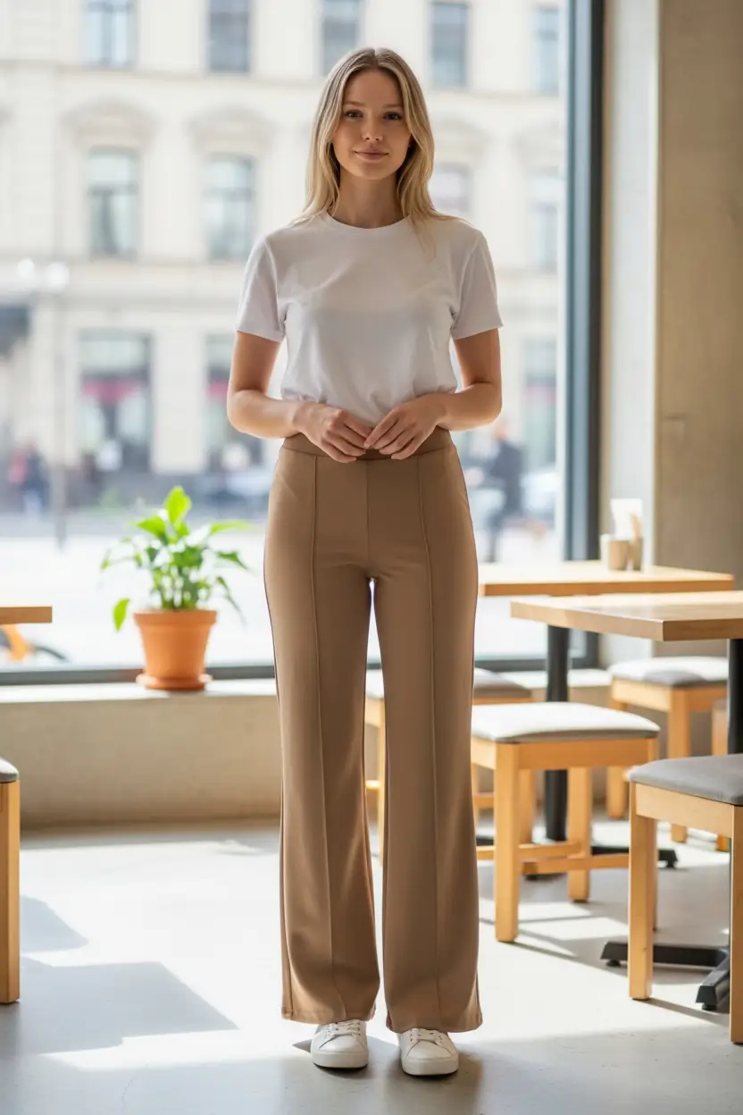 Pantalón semi acampanado café by Yanet Collective