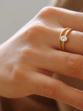 18k Gold Non-tarnish Cz Square Thin Ring