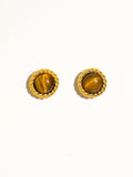 18k Gold-plated Classic Round Studs With Stone