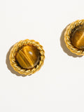18k Gold-plated Classic Round Studs With Stone