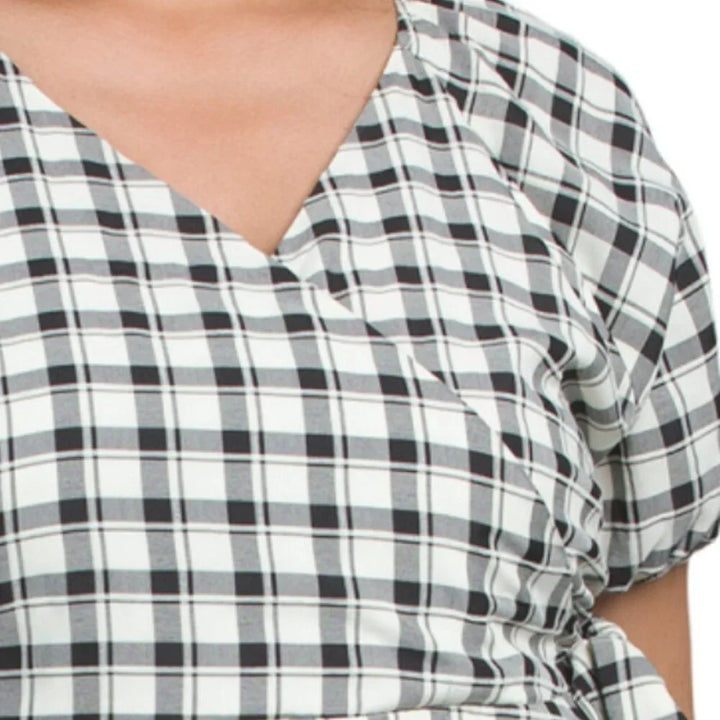 Vestido Corto de Cuadros Blanco y Negro con Bolsillo - Estilo Boutique