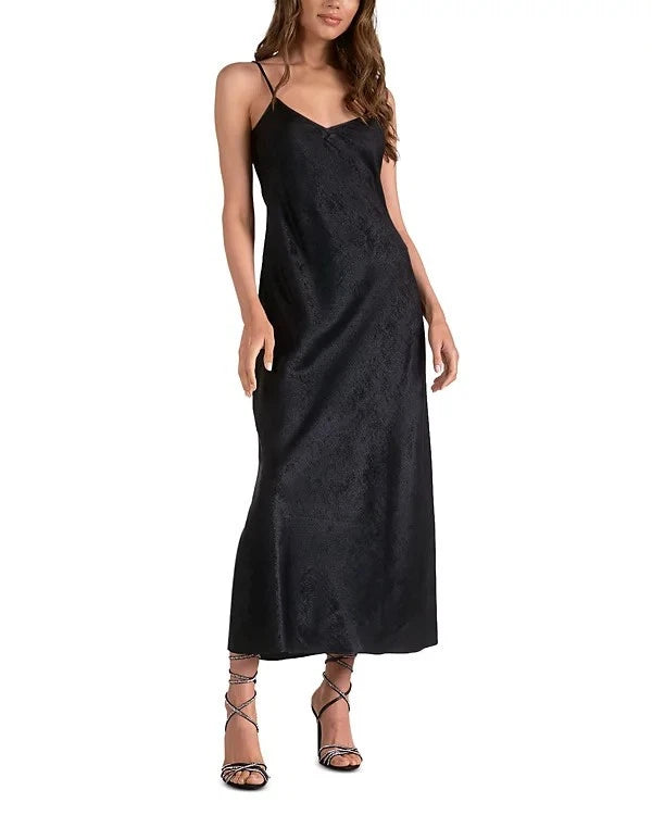 Black Sleeveless V-Neck Maxi Dress with Tie Detail