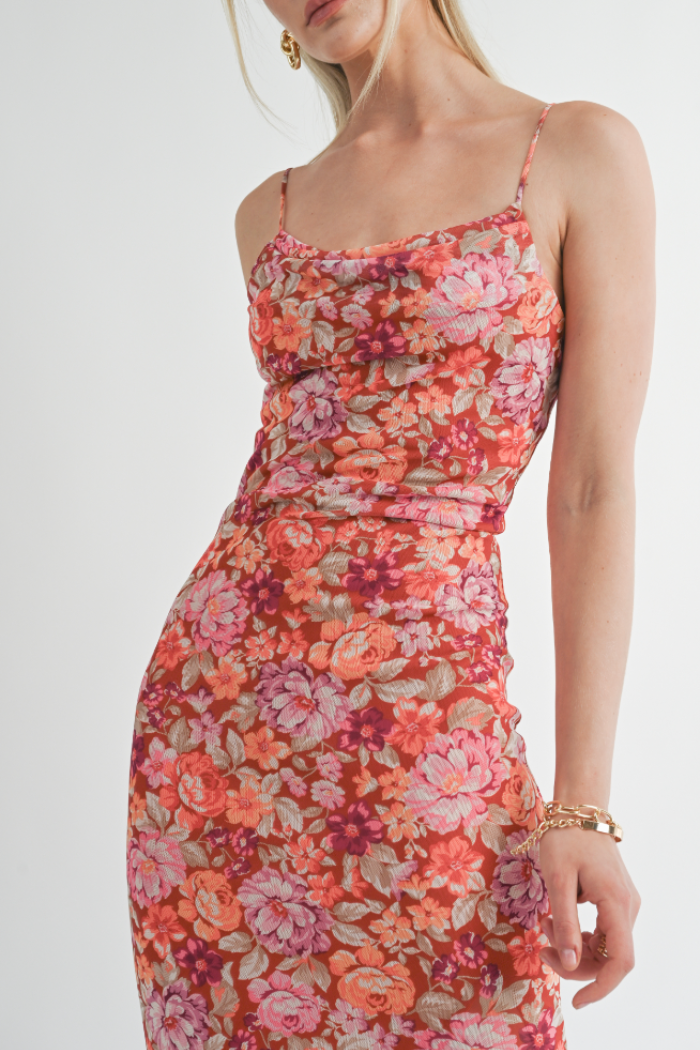 Vestido Maxi Floral sin Mangas con Abertura Lateral - Estilo Boutique