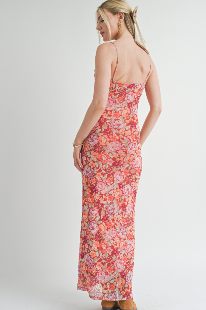 Vestido Maxi Floral sin Mangas con Abertura Lateral - Estilo Boutique