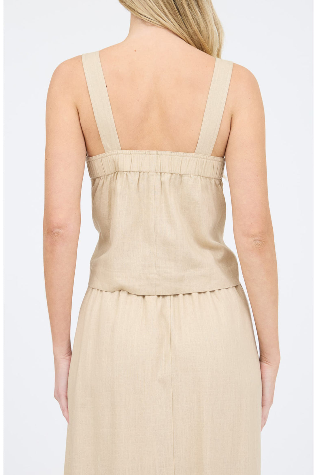 Top Corto Beige Sin Mangas con Textura - Estilo Boutique