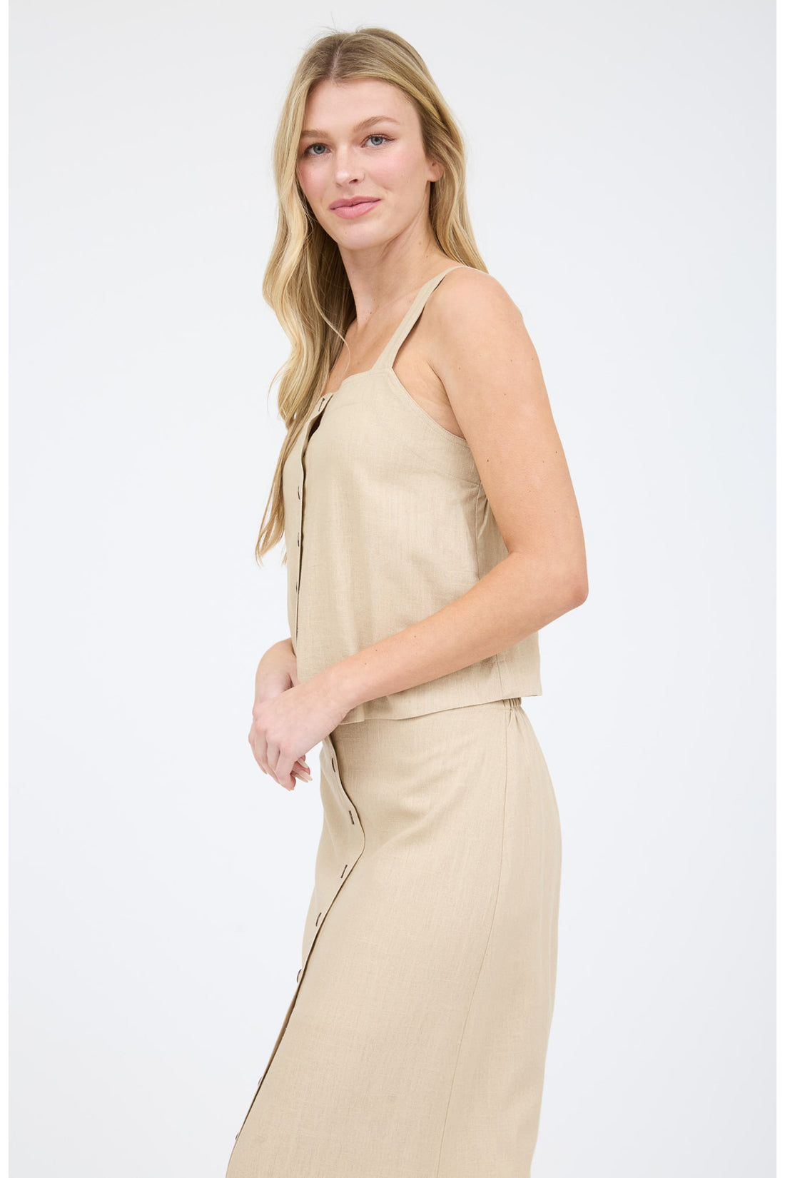 Top Corto Beige Sin Mangas con Textura - Estilo Boutique