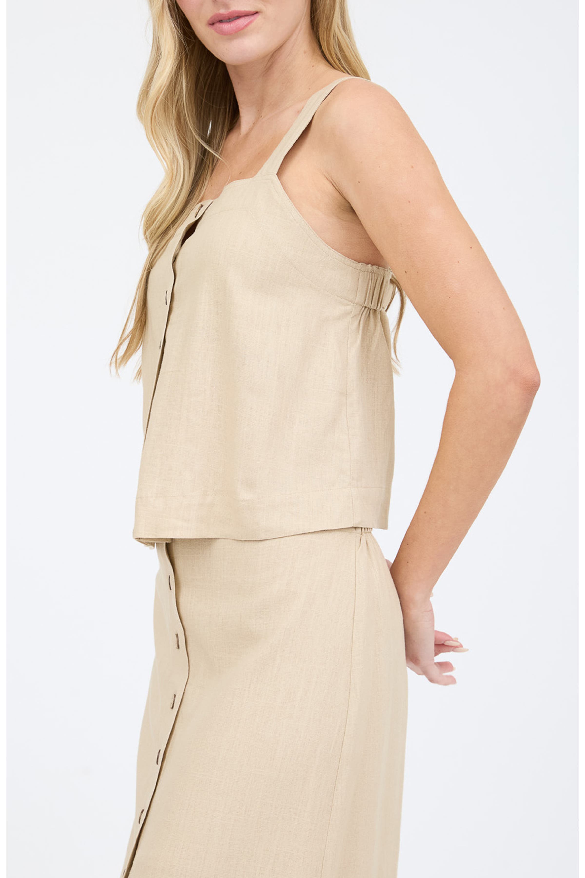 Top Corto Beige Sin Mangas con Textura - Estilo Boutique