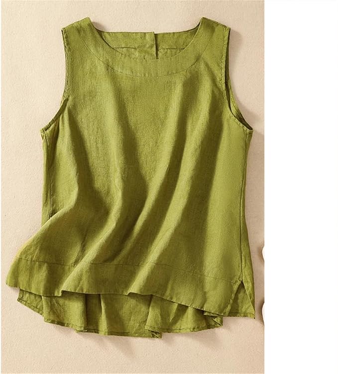 Top Sin Mangas Sage con Textura Artesanal