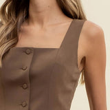 Chaleco de vestir Cafe Abotonado Sin Mangas