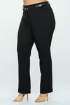 Pantalón Negro Mujer Corte Recto Bootcut Stretch Elegante Oficina