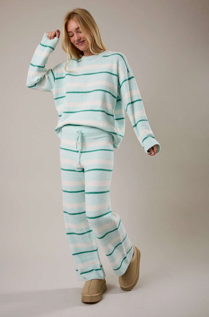 Suéter de Punto Suave a Rayas – Estilo Oversized con Cuello Redondo