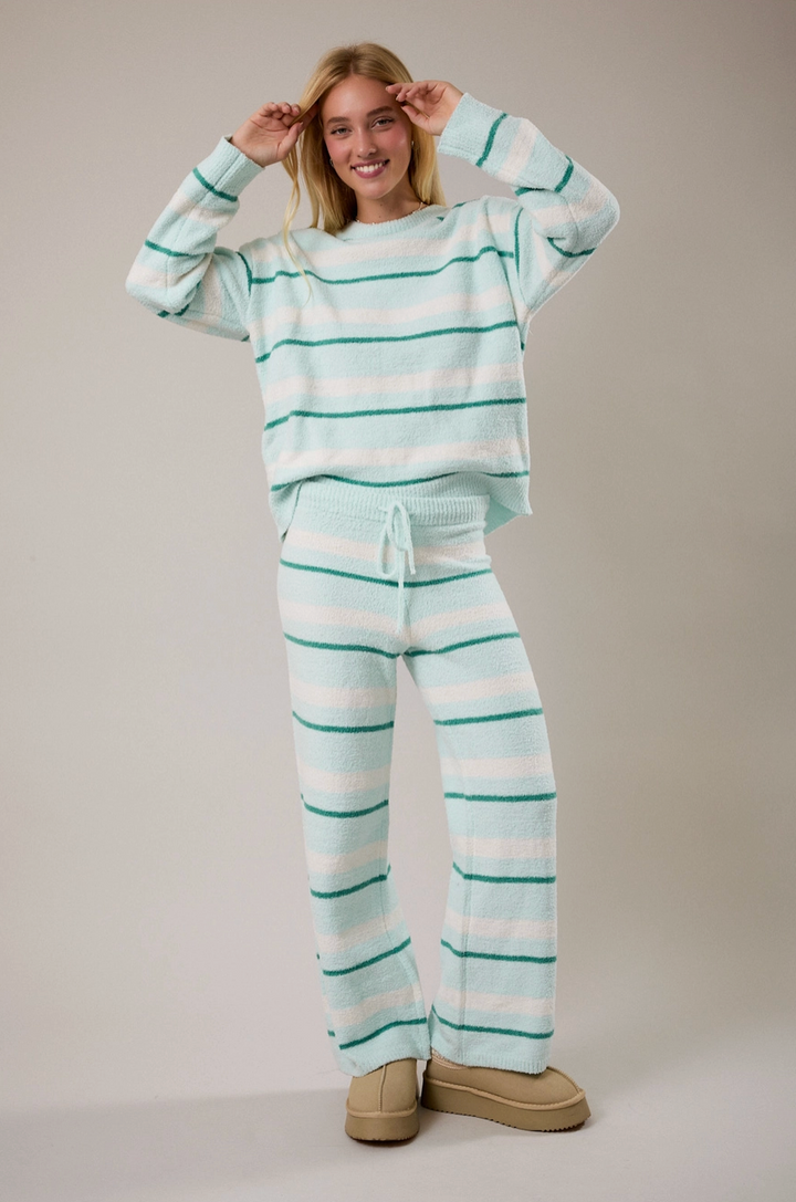 Suéter de Punto Suave a Rayas – Estilo Oversized con Cuello Redondo