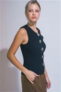 Chaleco Tejido Negro Abotonado by Yanet Collective