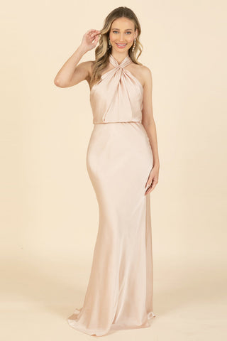 Vestido largo beige champagne