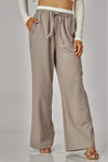 Pantalón Palazzo de Mujer a Rayas con Bolsillos y Cintura Elástica con Moño | Casual Chic