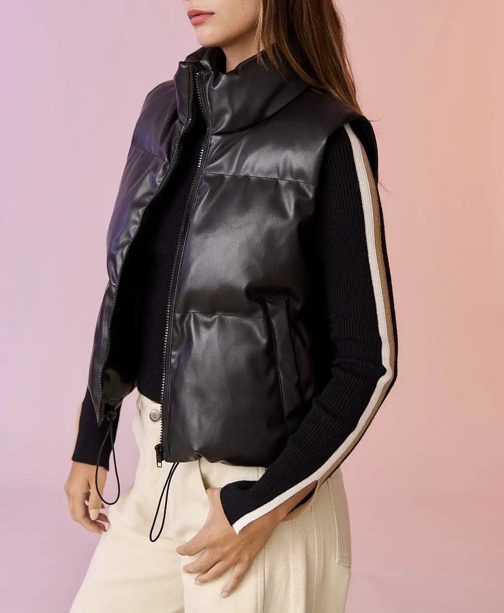 Chaleco Vinipiel Abombado Negro by Yanet Collection