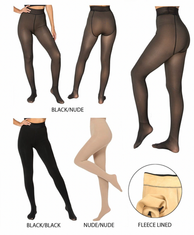 Medias Térmicas Forradas con Fleece para Mujer – Efecto Transparente, Súper Calientitas