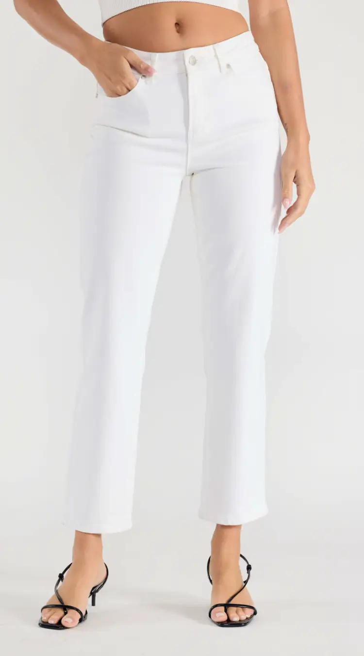 Jeans Rectos Blancos de Tiro Alto para Mujer by Enjean