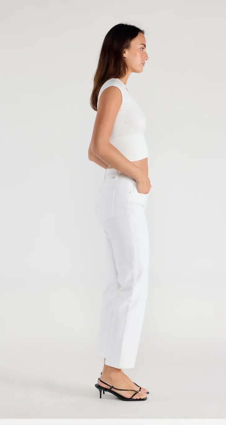 Jeans Rectos Blancos de Tiro Alto para Mujer by Enjean