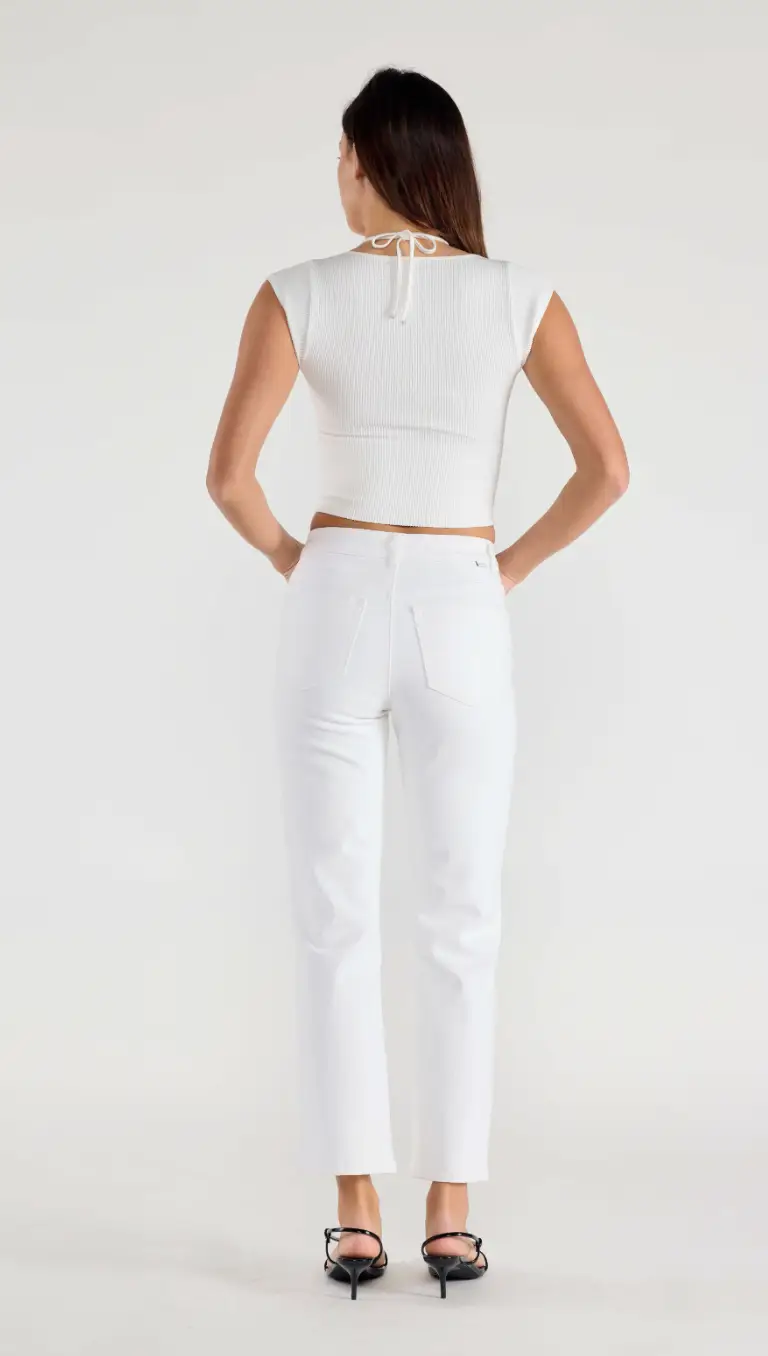 Jeans Rectos Blancos de Tiro Alto para Mujer by Enjean