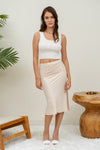 Falda Midi de Satin con Abertura Lateral